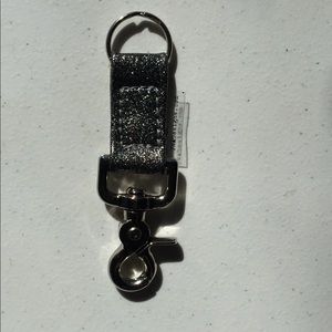 Charcoal silver sparkle vinyl snap clasp keychain